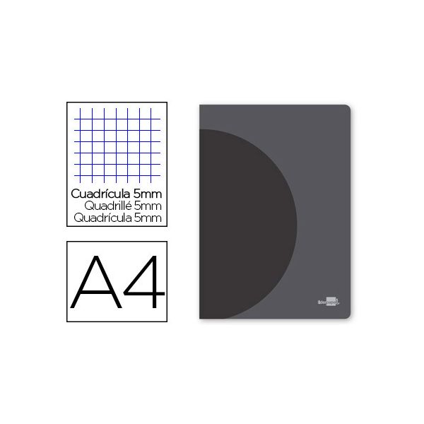 LiderPapel Caderno Quadriculado A4 Agrafado 48 Folhas Preto 8 Unidades