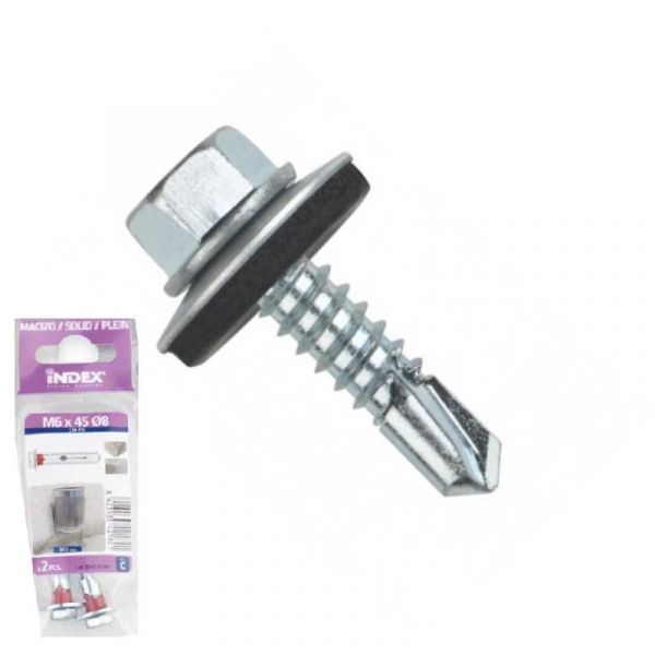 Index Index- Blister Parafuso Broca Cabeza Hexagonal Din 7504-K com Arandela P-14 Cincado Largo 19mm ø Rosca Chapa 4.8mm - 914.398