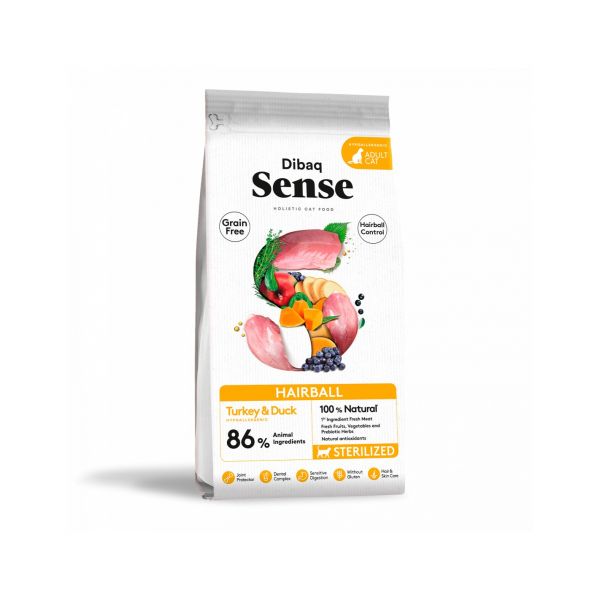 Dibaq Sense Cat Grain Free Hairball Pato & Peru 1,5kg