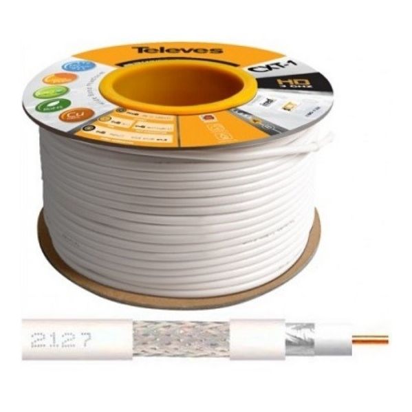 Televes Cabo Coaxial CXT-1 PVC ITED Eca Class A 17VAtC,A Ø 1,00/4,7/6,7mm Branco - 2127