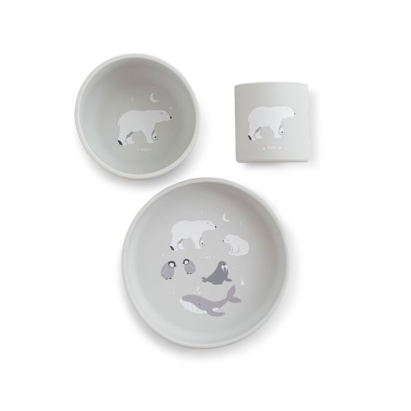 Saro Set Alimentação Silicone 3 Peças Polaris Cinza