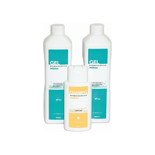 Inibsa Pack 2 Gel Dermatológico Corporal + Shampoo 2 X 1000ml + 200ml