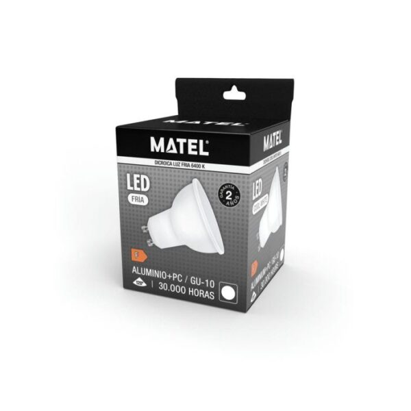 BOMBILLA DICROICA GU10 3W 6400K 300LM MATEL PVC