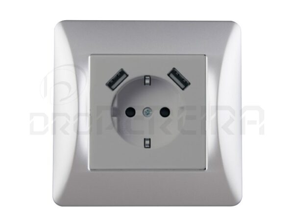 S-EMPOT.ONLEX TITANIO BASE ENCHUFE + 2USB
