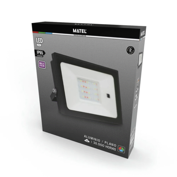 PROJETOR LED ALUMÍNIO PRETO MATEL RGB IP65 50W