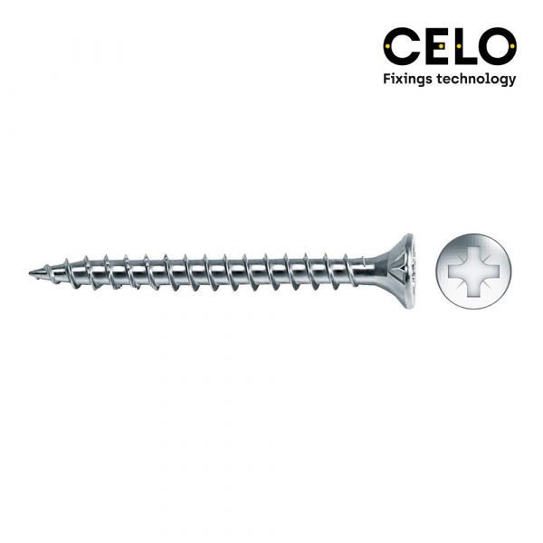 Celo Caixa 250 Uni. Parafuso para Madeira Escariador Pozi Din/ref Vlox 4x60 Zinc. + Lubr. - 17321