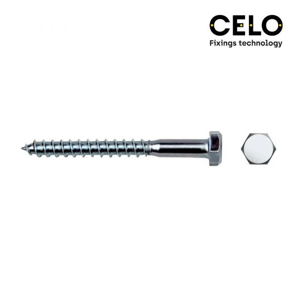 Celo Caixa 30UN Parafuso Tira Fundo Hexagonal Din/ref 571 8X80 Zincado - ELK17052