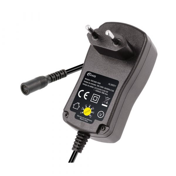 Nimo Fonte de Alimentação Eletrónica 12v 1500 Mah 7,2w com Seletor Ajustável de 3v a 12v - 03102