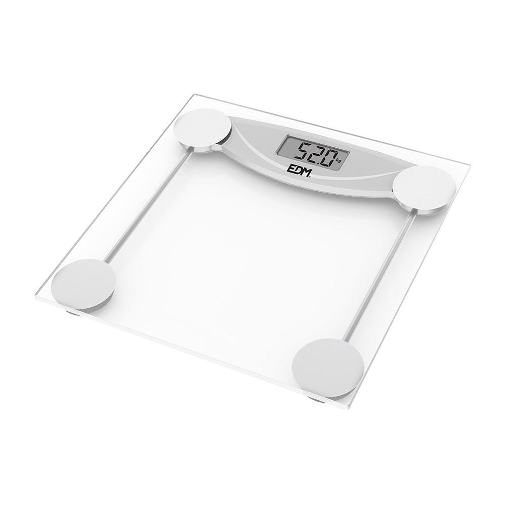 Balança para casa de banho digital transparente max 180kg edm