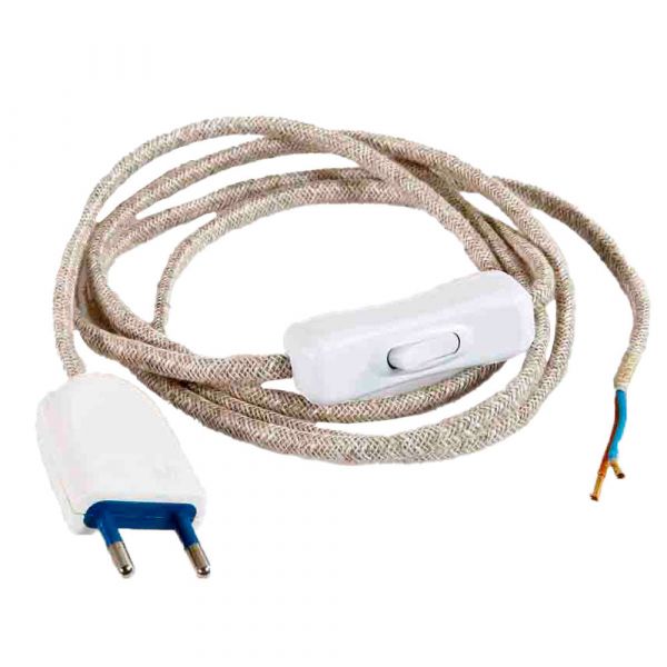 Kit Cordão Alimentação Trançado Algodão 2x0,75mm 2m