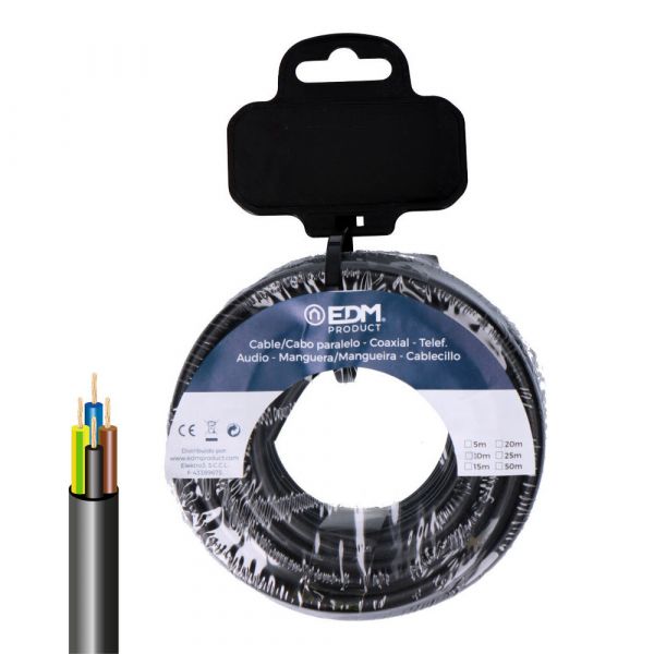 EDM Cabo Elétrico Mangueira VV-K06/1KV 4G 1,50 mm² Preto 5 m