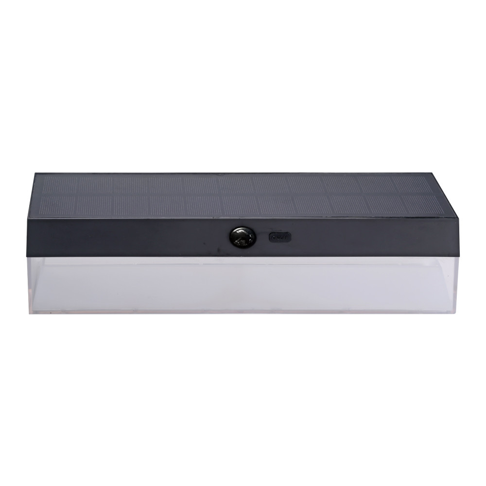 Aplique solar retangular 4w 500lm, 3000/4000/6500k, 3cct, com sensor, preto