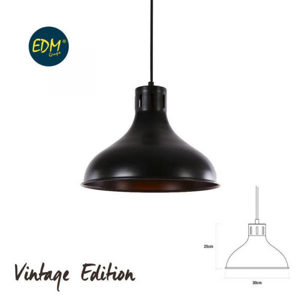 EDM Candeeiro de Teto Vintage IN-EK3-32111 Ø29-30x24-30cm Preto