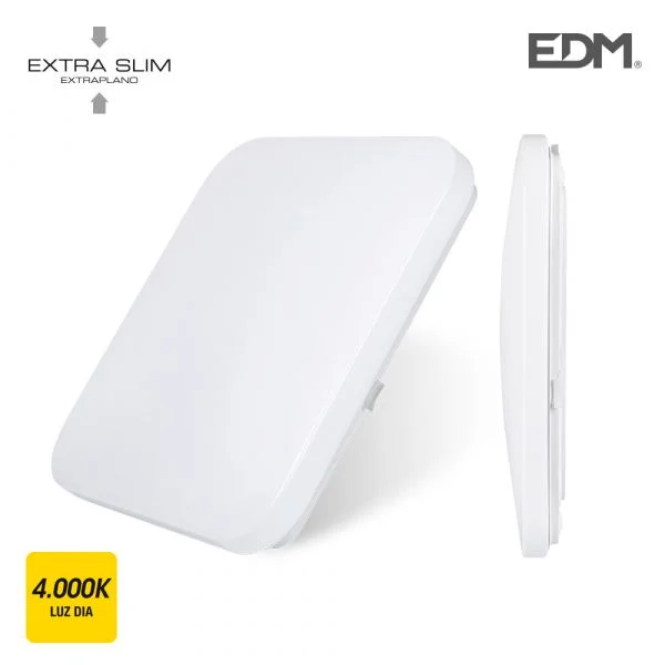 EDM Aplique Plafon LED Super Plano 12W 840 Lumens 4.000K Quadrado 28X28X6,3CM - ELK32521