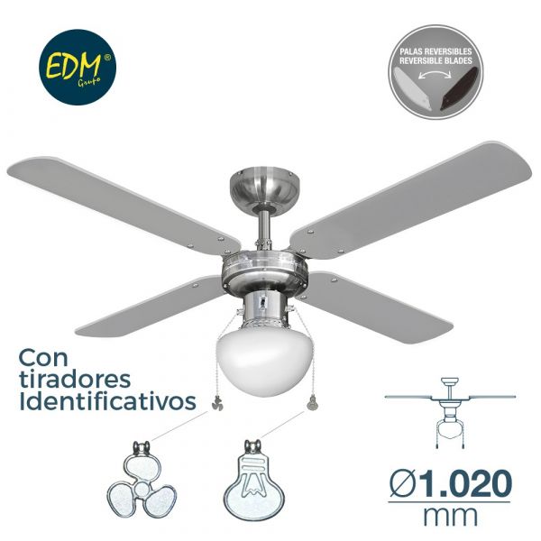 Edm Ventilador de de Teto 50W Ø102CM 65M3/MIN Caribe Cromado