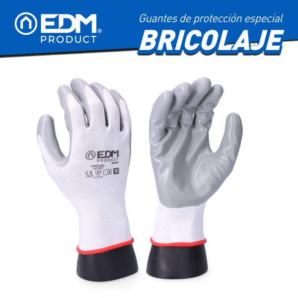 EDM Luvas de Bricolagem em Poliéster Revestido de Nitrilo Tamanho 10 - ELK80105
