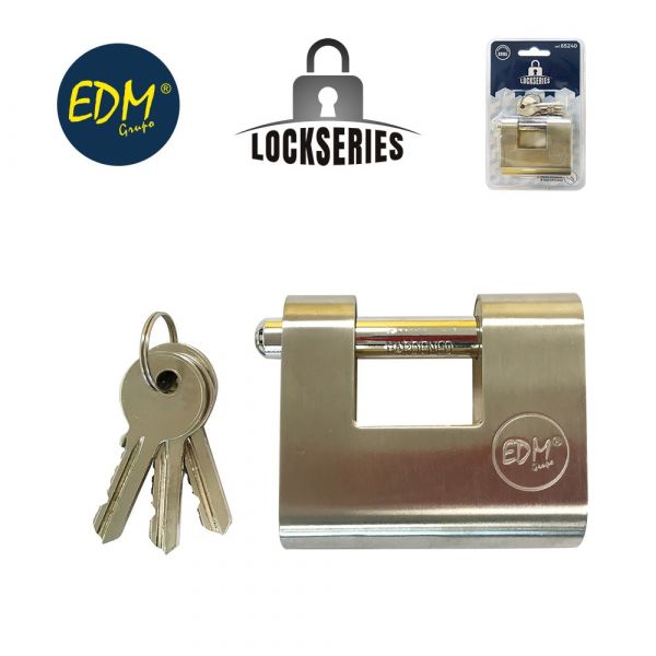 EDM Cadeado em Latao Reforçado de Segurança 60,5X53X25,5MM em Blister - ELK85240