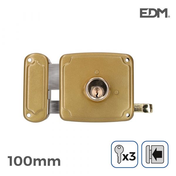 EDM Fechadura Esquerda 100MM 3 Chaves Incluidas