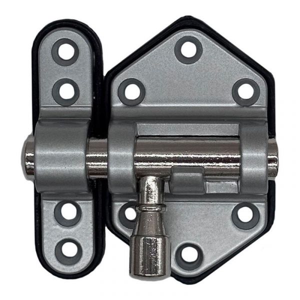EDM Ferrolho de Segurança/Base Plástica Reforçada Pino 50mm Cromado Fosco/Cromo Mate Prateado Metal