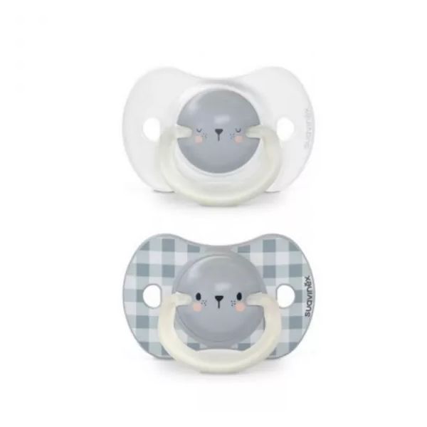Suavinex 2 Chupetas Silicone 6-18m NigheDay