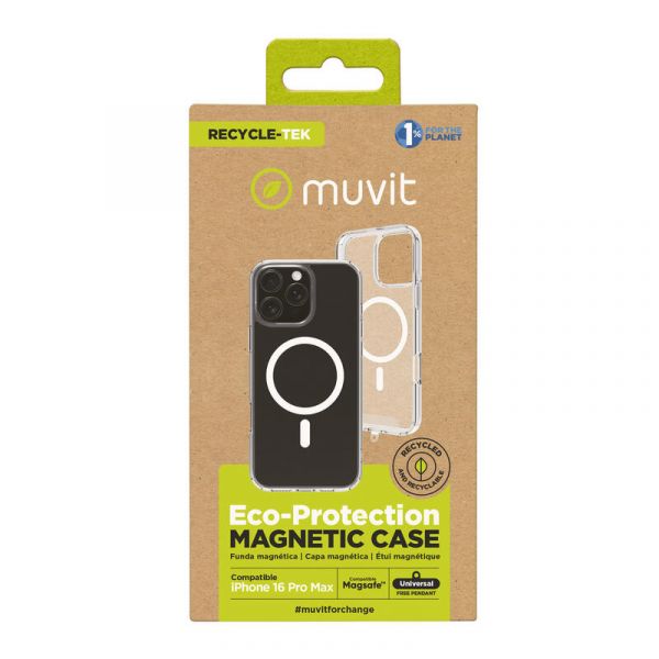 Muvit Capa Recycletek para iPhone 16 Pro Max Clear/White