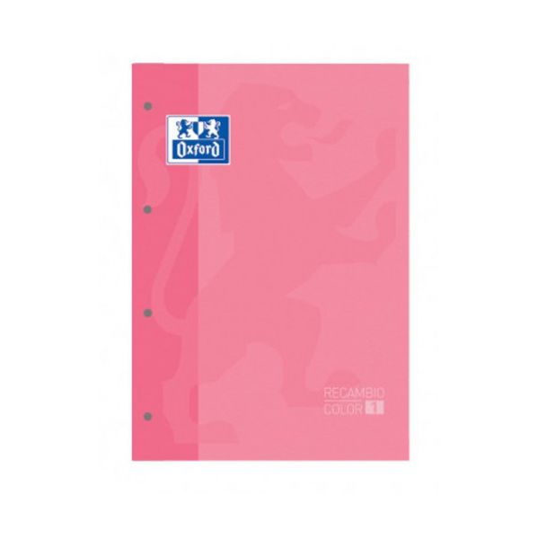 Oxford Recarga Cor 1 Din a4+ 80 Folhas 90 Gr Quadricula 5 mm 4 Furos Cor Rosa Chiclet Rosa Chicle