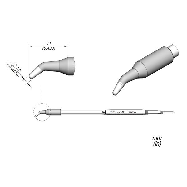JBC Ponta P/ Utensilio de Mão T245 (Ø 1,5mm) C245-259
