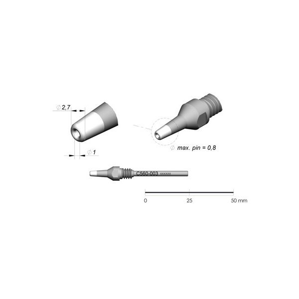 JBC Ponta para Dessoldador 2.7mm Jbc C560-003