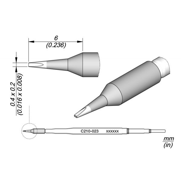 JBC Ponta Ferro Soldar 0,4 x 0,2mm - C210-023