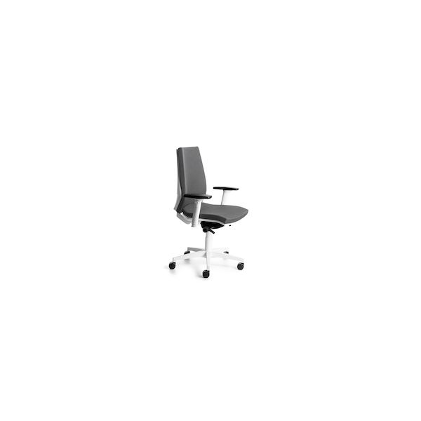 Cadeira Profissional 922w-1 com Estrutura Branca e Estofos Cinzentos, Inclui Apoios de Braços Ajustáveis