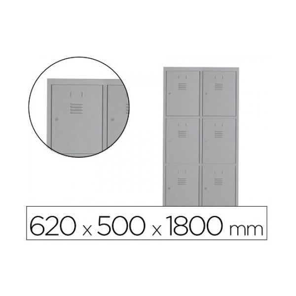 Rocada Cacifo Metálico Soldado 2 Módulos 3 Portas 62x50x180cm Cinza 7035