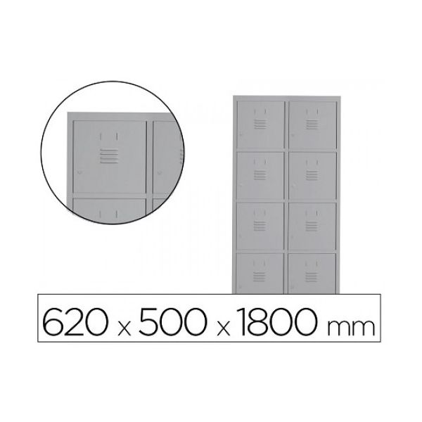 Rocada Cacifo Metálico Soldado 2 Módulos 4 Portas Cinza 62x50x180cm