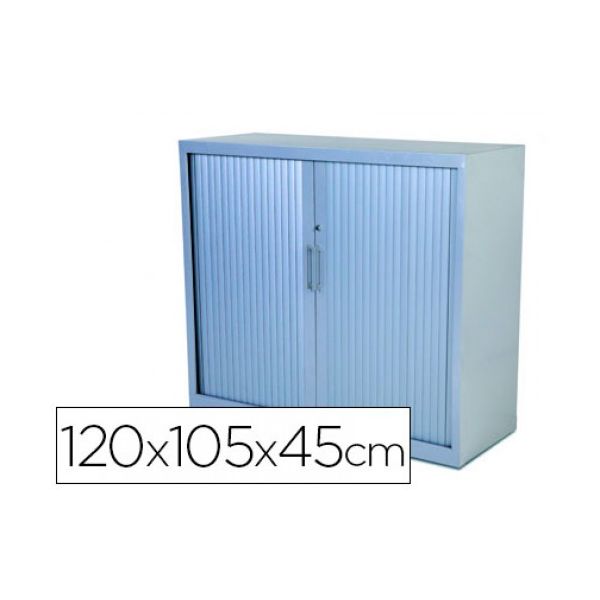Rocada Armário Metálico Série Store com 2 Portas Persiana, 105cm (L) x 120cm (A) x 45cm (P), Cinza, 2 Prateleiras