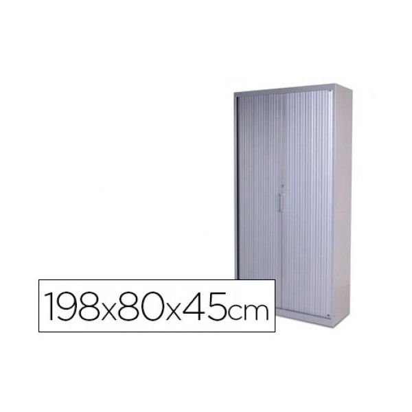 Rocada Armário Metálico com 2 Portas Persiana, Cinza RAL 9006, 198x80x45cm, 4 Prateleiras