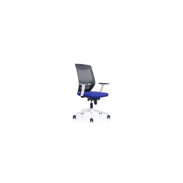 Rocada Cadeira com Ajuste Lombar Sincronizado em Malha e Assento Azul 908w-3-white
