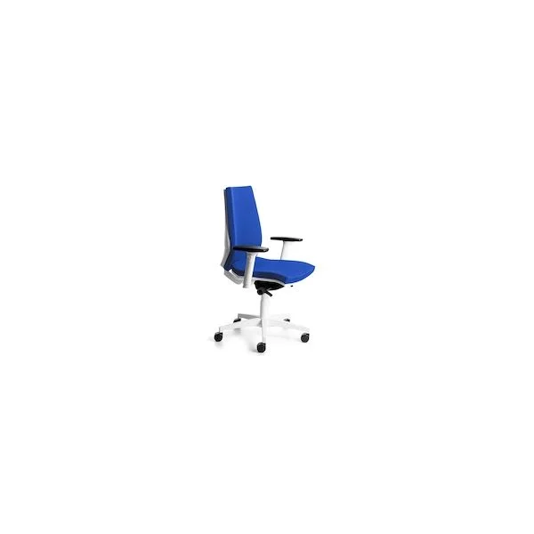 Cadeira Profissional 922w-3 com Estrutura Branca e Estofos Azuis, Inclui Apoios de Braços Ajustáveis