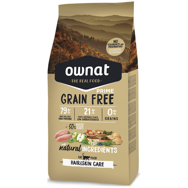 Ownat Grain Free Prime Gato Hair & Skin – 3 kg