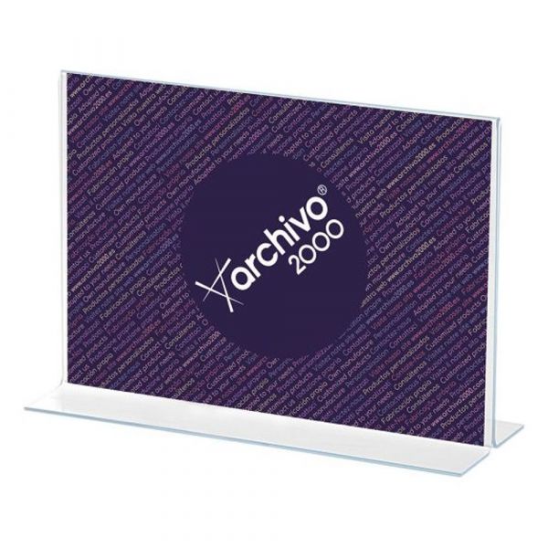 Archivo 2000 Expositor Porta Folhetos 2 Faces A3 em T Horizontal Transparente