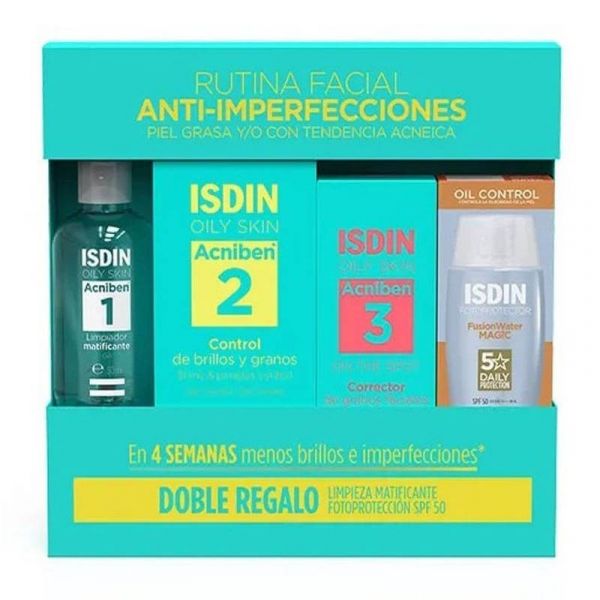 Isdin Acniben Gel 50ml + On The Sport 15ml + Sabonete 80g + Fusion Water Magin SPF50 10ml Coffret
