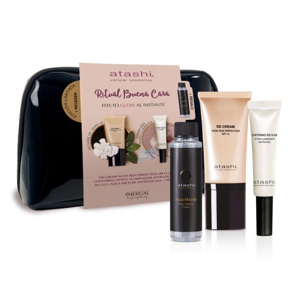 Atashi DD Cream Efeito Glow Instantâneo 50ml + Creme Contorno de Olhos 15ml + Água Micelar 60ml Coffret