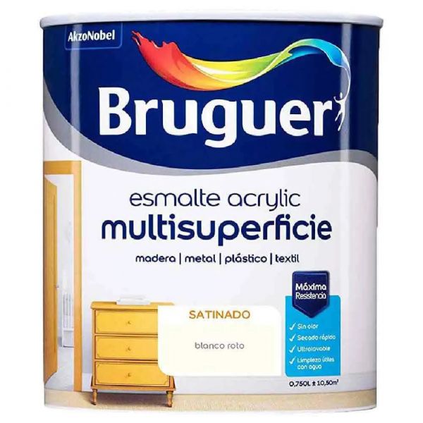 Bruguer Esmalte Acrílico Multisuperfície Acetinado Blanco Roto 750ml