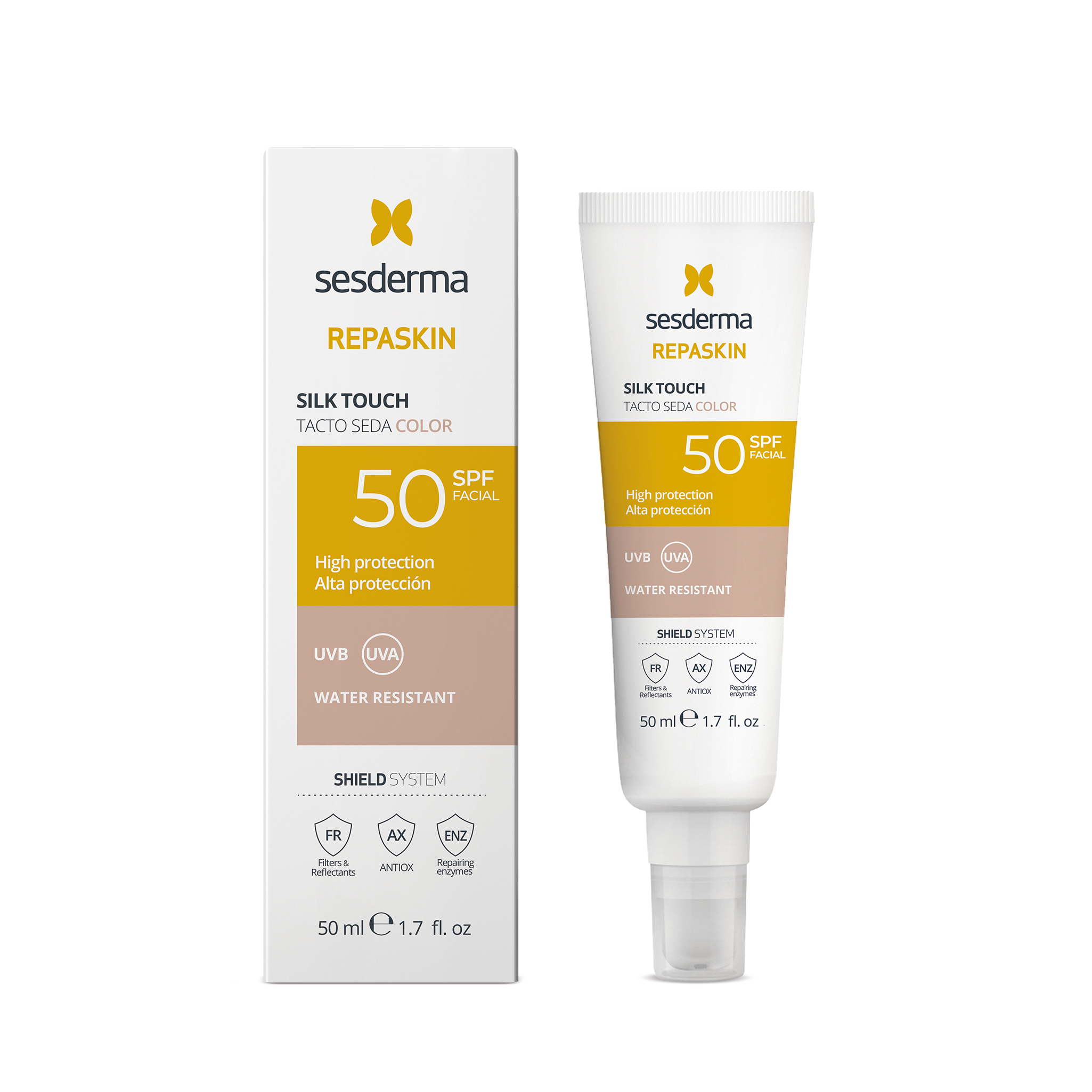 Sesderma Repaskin Fotoprotetor Facial SPF50 Toque Seda com Cor 50ml