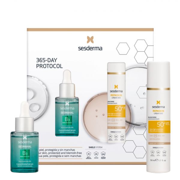 Sesderma 365-Day Protocol Antimanchas Sesmahal Sérum Niacinamida 30ml + Repaskin Urban 365 Despigmentante SPF50+ 50ml Coffret