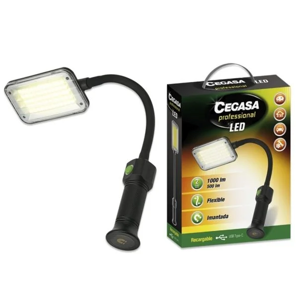 Cegasa Lanterna LED Flexível Profissional 1000LM com Bateria Recarregável USB-C Preta