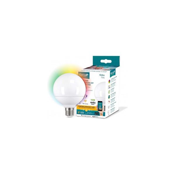 Garza Lighting SmartHome, Lâmpada LED WiFi CCT + RGB, 12W, Globo, E27, inteligente, Control Voz/App, Intensidad/Tonalidad/Color 401277A