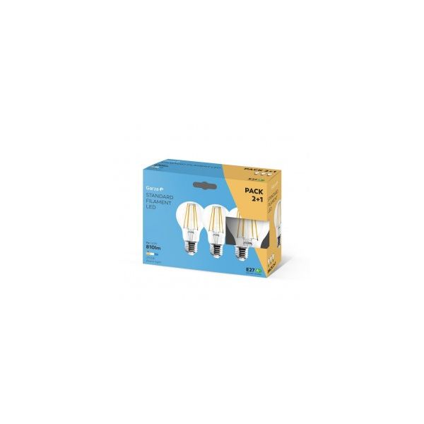 Garza Lâmpada LED Std Filamento 7W 810 Lumens 27K. Caixa de 3 Lâmpadas