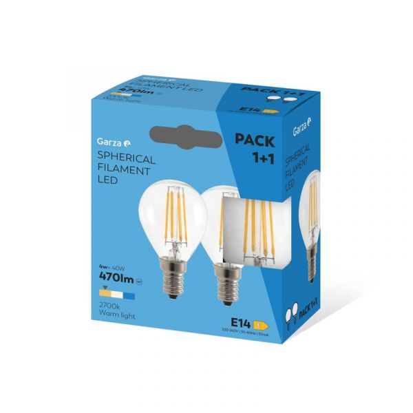 GARZA Lâmpada led Filamento Esfera E14 470 Lm 50k caixa1+1