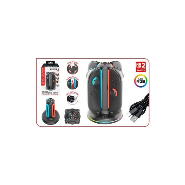 Blackfire Estação de Carregamento Quad RGB LED para Joy-Con Switch 2