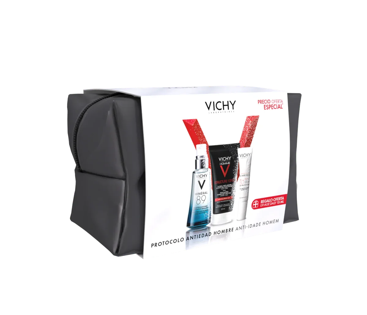 Vichy Homme Structure Force 50 ml + Sérum Mineral 89 Concentrado 50 ml + Oferta Fluído Solar FPS50+