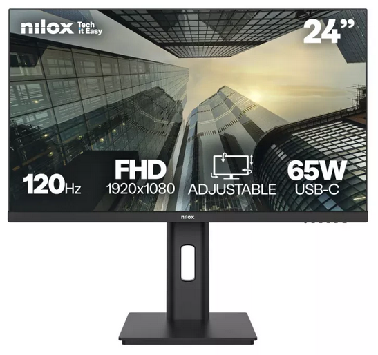 Monitor NILOX 24" NXM24REG12065 Full HD 120Hz IPS HDMI DP Preto